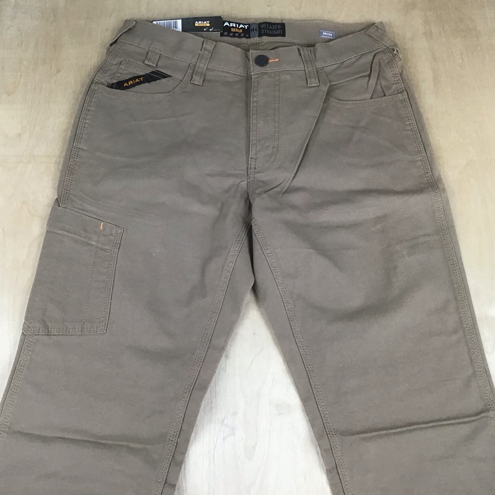 Ariat Work Mens Rebar M4 Relaxed Straight Field Khaki Pants Durastretch 30x34